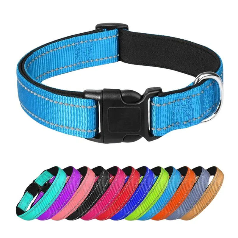 

Adjustable Reflective Nylon Choker with Quick Release Buckle Metal D Ring Dog Collar USB Walking Accessories for All Dogs