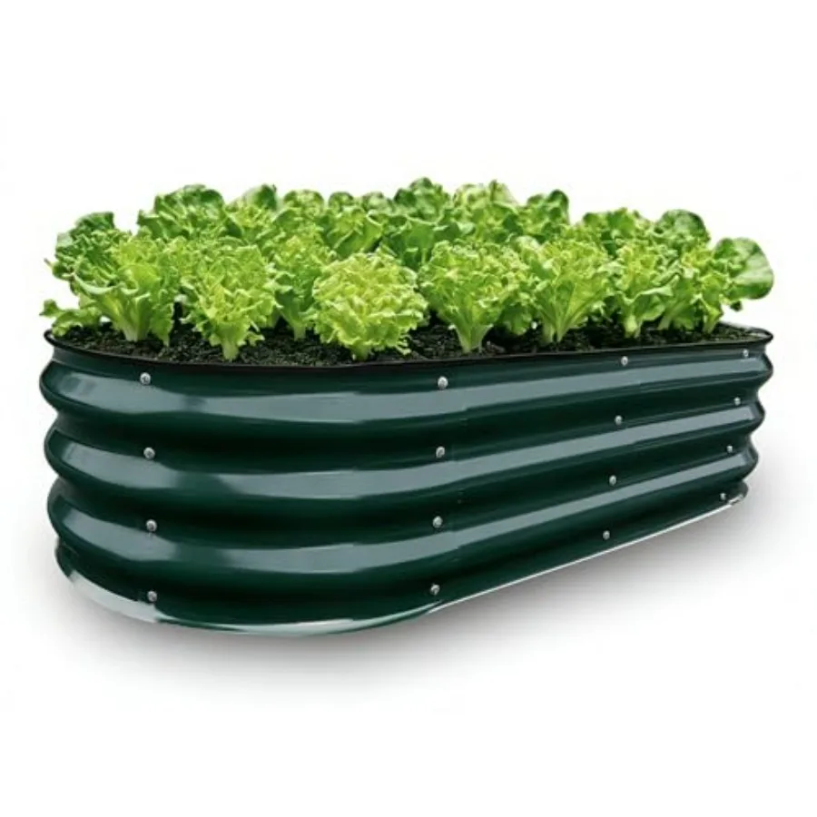 

Оцинкованная приподнятая грядка-клумба 4x2x1 фута, металлическая садовая грядка для выращивания овощей, цветов, трав, темно-зеленая