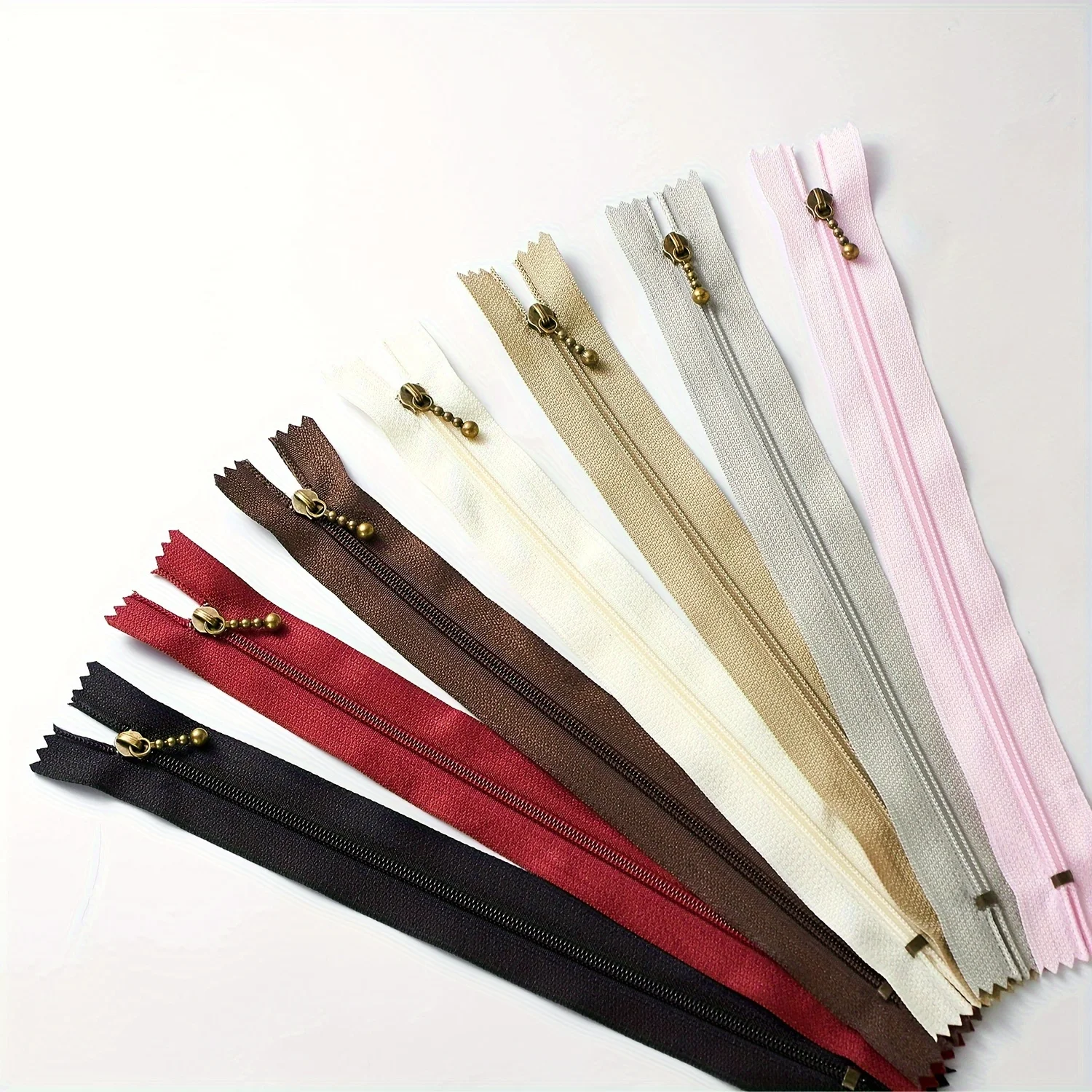 (10pcs) Hand-made DIY Bag Handbag Zipper 3# Nylon Bronzing Closed Tail Short Zipper Unlocked Multicolor