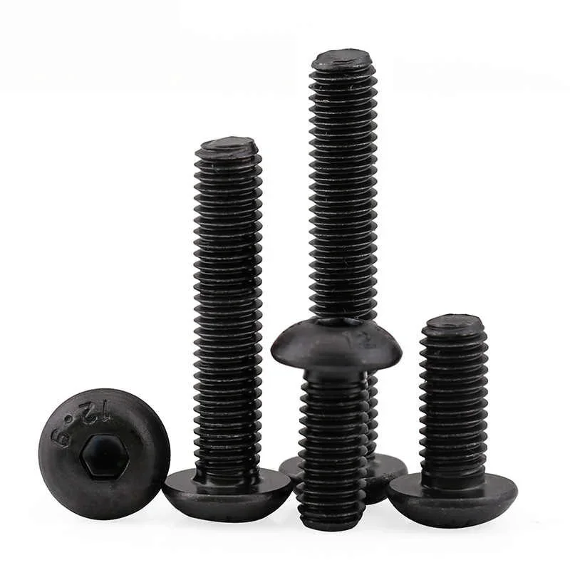 

10-50pcs M1.6 M2 M2.5 M3 M3.5 M4 M5 M6 M7 M8 Grade 10.9 ISO7380 Black Button Head screw Allen Bolts