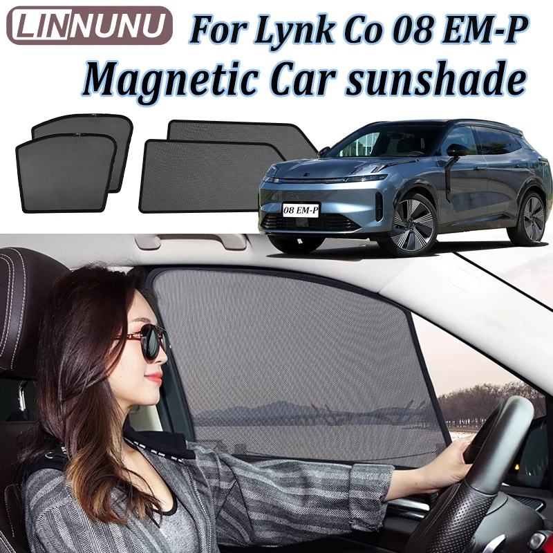 Linnunu for Lynk & Co 08 Em-P 2026 2025 Car Sunshade Magnetic Mesh Curtain Side Window Sun Shade Uv Protection Visor Accessories