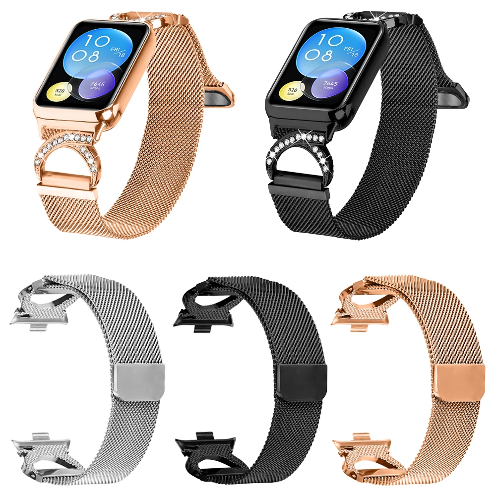 حزام من الفولاذ المقاوم للصدأ لساعة Redmi 4 5 حزام ساعة ميلانيزي حلقة سوار مغناطيسي لشاومي Mi Band 8 Pro 9 Pro معصمه