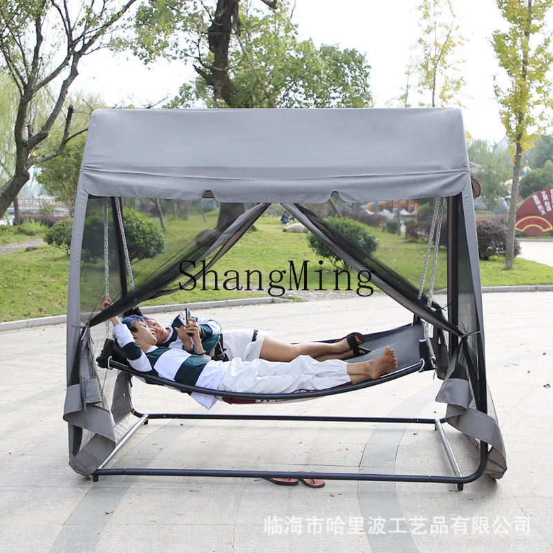 

CL Outdoor Swing Chair Rocking Chair Indoor Balcony Patio Swing Adult Leisure Canopy Double Hanging Chair Hammock Lying Bed