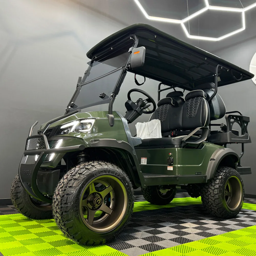 2024 Newest 48V Lithium Battery Golf Car Adults Solar Panels Powered 2+2 4 Seater Off Road Electric Golf Cart