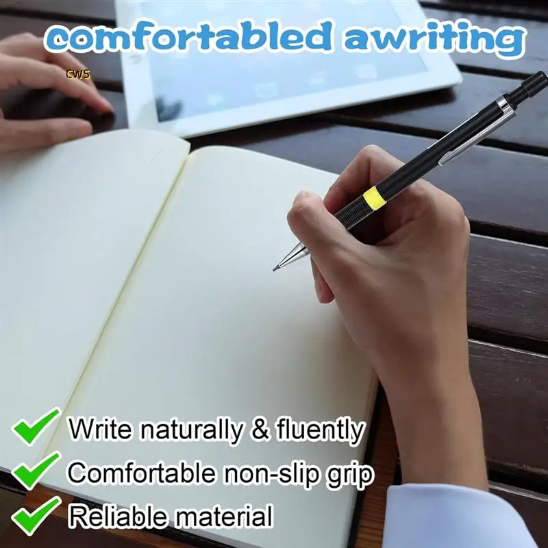 مجموعة أقلام رصاص ميكانيكية 4 قطع مع عبوات 52 HB (0.3، 0.5، 0.7، 0.9 مم)، أقلام رصاص أوتوماتيكية مع ممحاة 2 للرسم