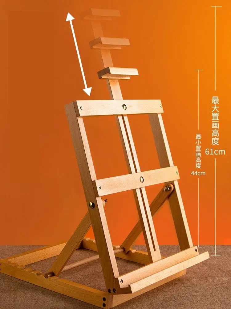 adjustable lifting wooden stand for beginners in painting，Desktop desktop easel stand, foldable sketch oil painting easel,