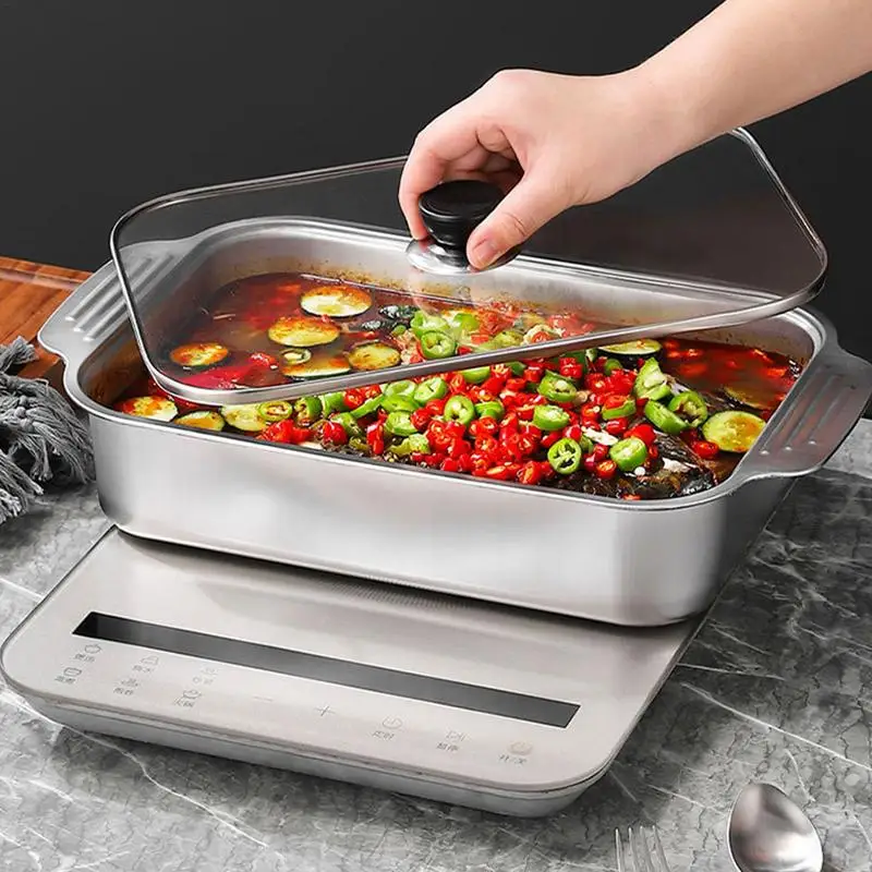 Stainless Steel Griddle Pan Rectangle Fish Grill Pan With Food Container Handles Equipped Fish Platter Food Trays For Famil