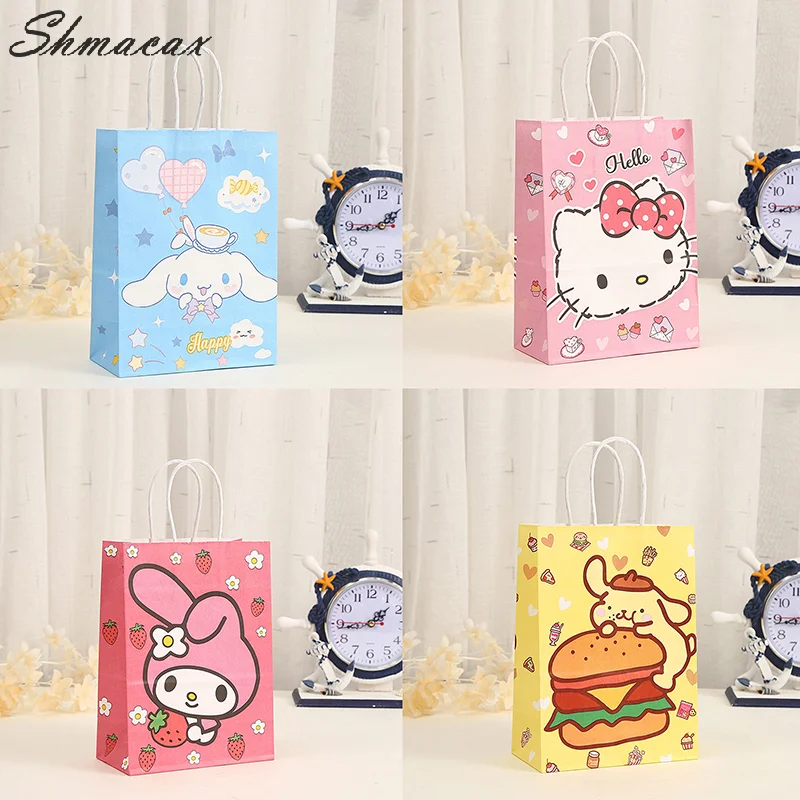 Cartoon saniris Anime Kraft Paper Bag Candy Cookie Gift Bag Shopping Handbag Birthday Party Gifts Package Bags