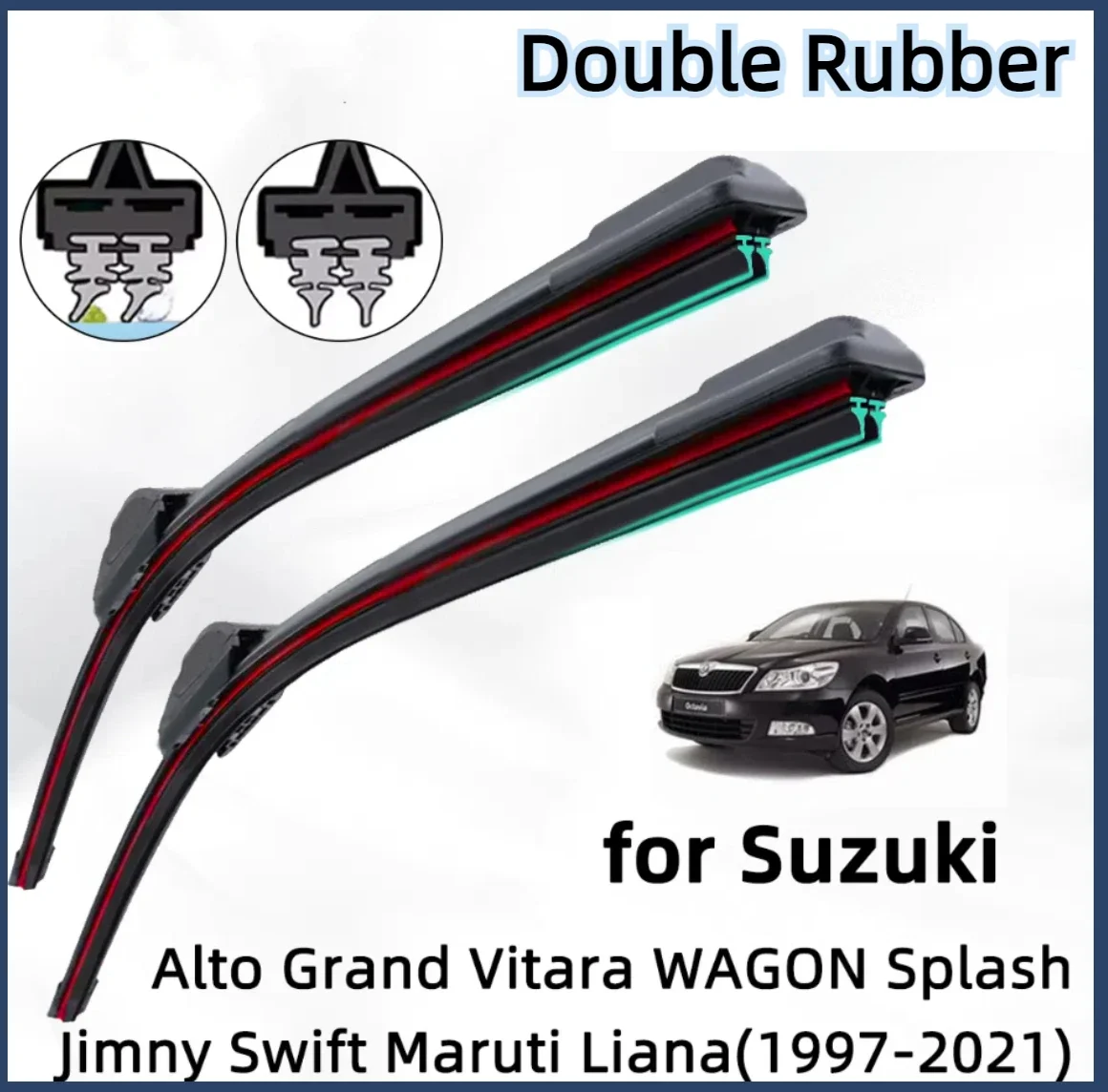 

Double Rubber Car Wiper for Suzuki Grand Vitara Jimny Liana Swift Cross Front Wiper Blades Brushes Cutter Accessories Windscreen