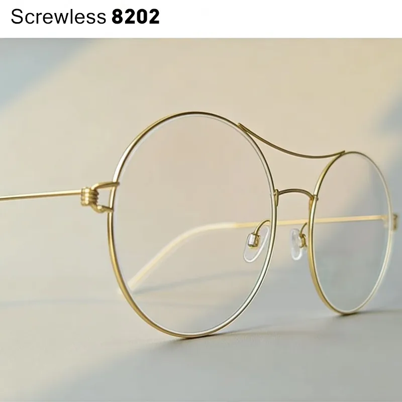 

Очки без винтов от датского бренда, сверхлегкая титановая оправа, унисекс, с двойной перемычкой, ретро, круглые, модные, модель 8202 Gafa