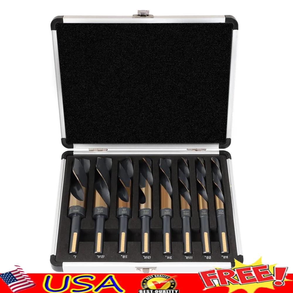 8pcs HSS M2 Large Drill Bit Set 1/2