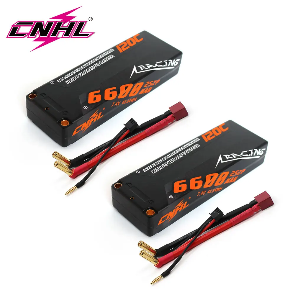 

2PCS CNHL Lipo 2S 7.4V Battery 6600mAh 120C Racing Series HardCase with Deans Plug For RC Car Vehicles Truck Truggy Buggy