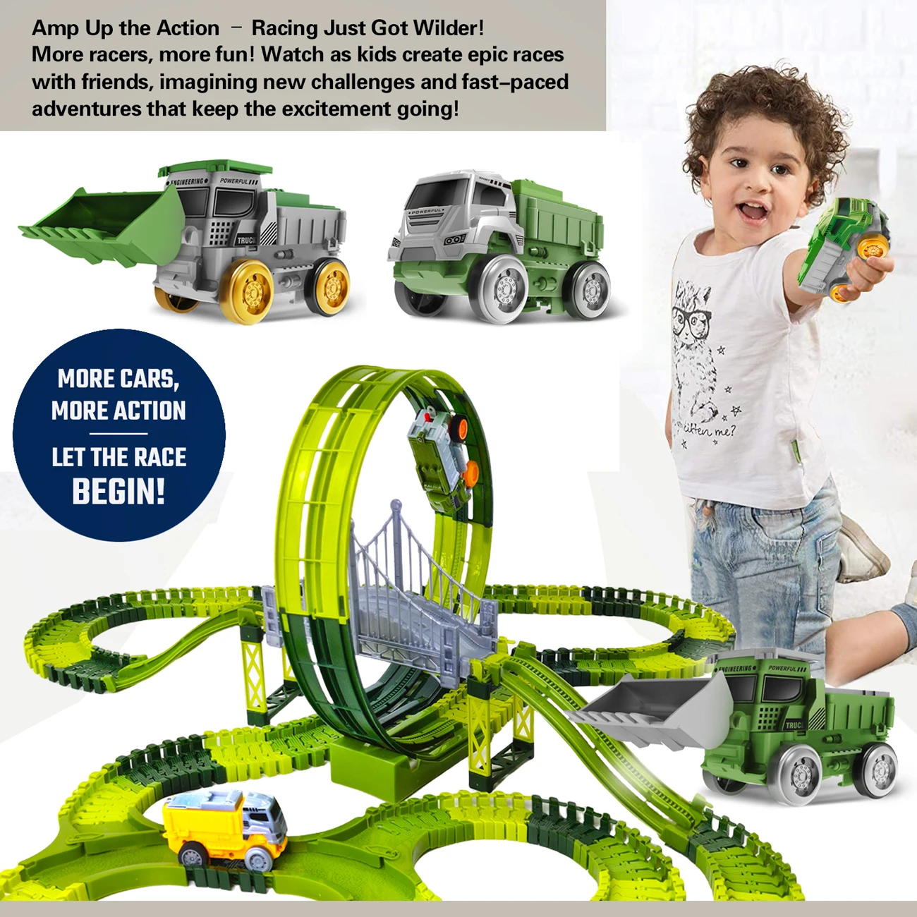 Electric Dinosaur Racing Car Track - Flexible Magic Climbing Rail Car Educational Puzzle Toy for Age 3-9 Boys Toddler Girls