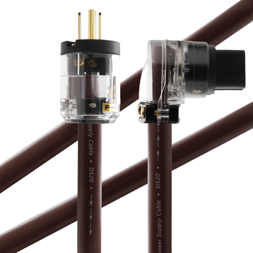 90Degree US/EU Schuko Version Power Cable Translate Clear Plug 8TC Power Cord HiFi audio power cable with Mains Cord