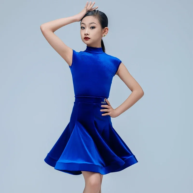 Kids Performance Training Suits Girls Velvet Latin Dance Dress Children'S National Standard Ballroom Dance Costumes DW10185