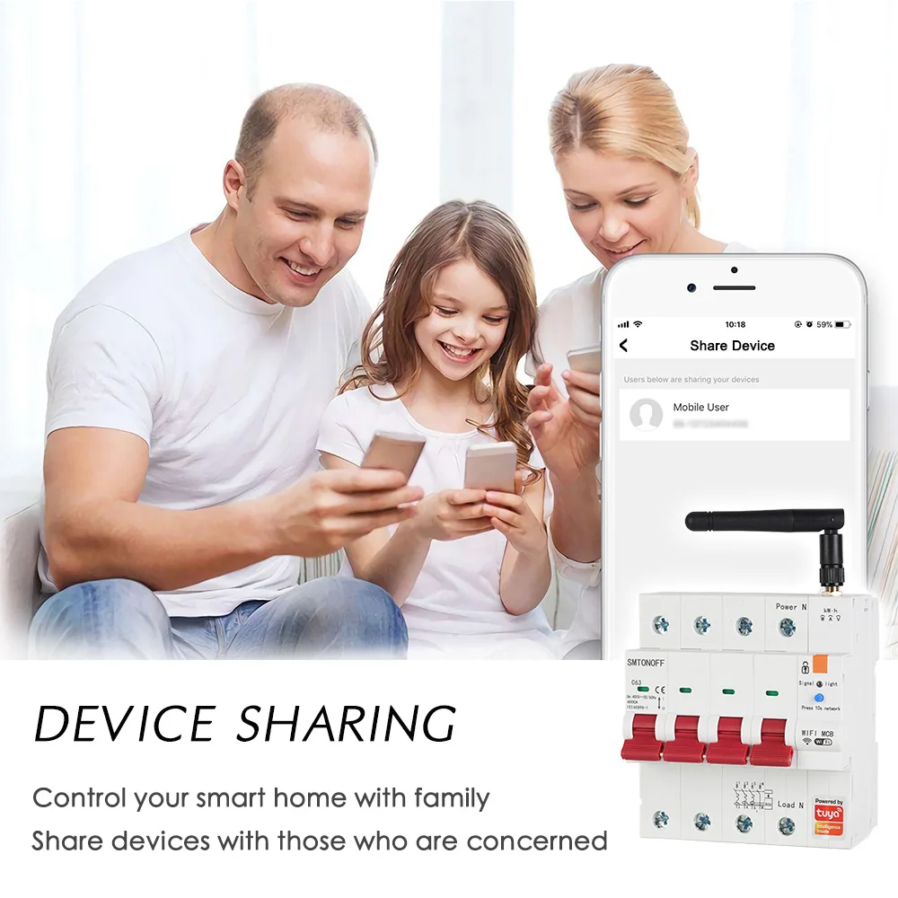 Tuya smart wifi 4p mcb 63a rs485 schalter prepaid meter timer schalter spannungs stroms chutz sprach steuerung alexa google alice – Detail 16