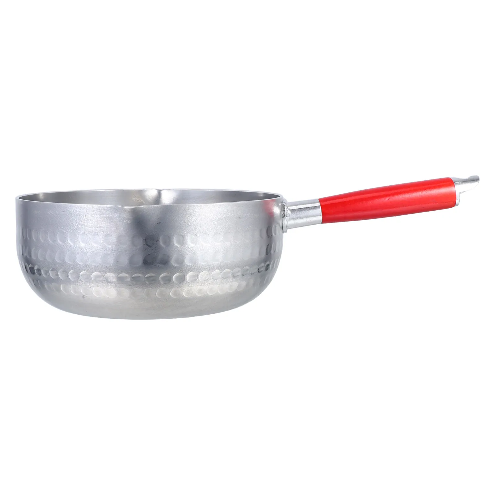 Panci Susu Gaya Jepang 20Cm, Penghangat Mentega, Aluminium Tebal, Dua Cerat Tuang, Gagang Kayu, Alat Peleleh Cokelat, Peralatan Dapur