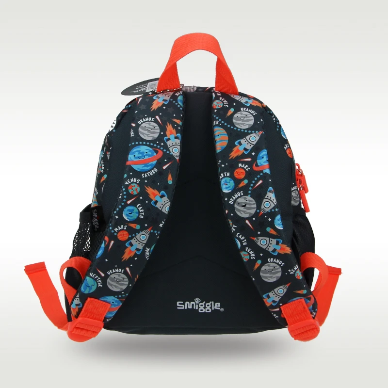 Mochila escolar Original de Australia Smiggle para niños, mochila de hombro para hombre, planeta negro, guardería, Baby1-4 años pequeño, 11 pulgadas