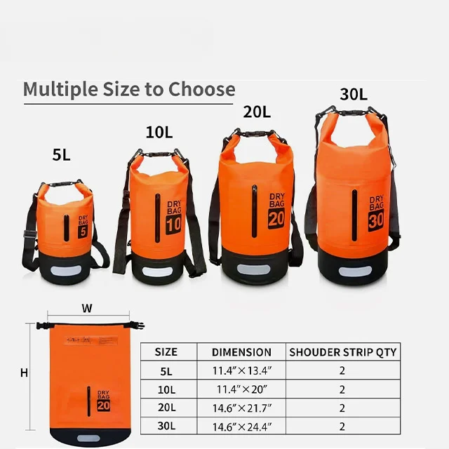 Customizable Lightweight PVC Outdoor Water Sports Multi capacity Colored Ocean Bag Roll Top Waterproof Dry Bag