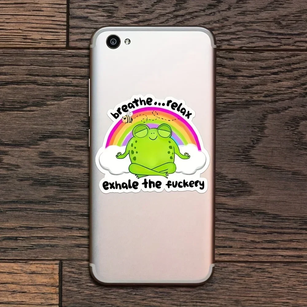 1PC Humorous Frog Meditation Car Sticker, "Breathe Relax" Decal for Cars, Cool Accessory to Make Your Automobile Stand Out