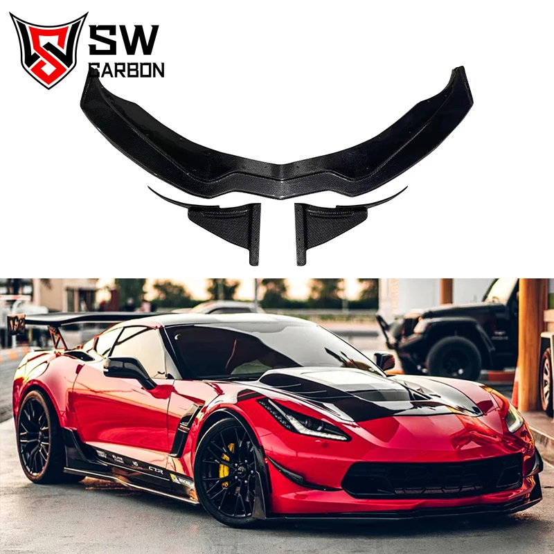 

Corvette C7 Carbon Fiber Front Lip for Chevrolet Corvette C7 Z06 Front Bumper Lip Splitter Lower Spoiler Auto Body Kit 2014-2019