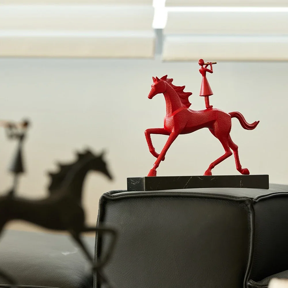 Luxury Premium Melodic Horse Sculpture High End Artistic Entryway Wine Cabinet Ornament