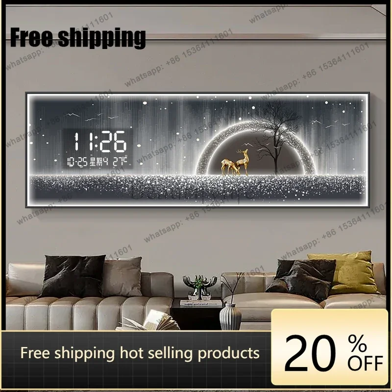 Factory Direct Home Wall Clock Living Room Decorative Painting Digital Display Electronic Clock Home Decor Items Watches Digital