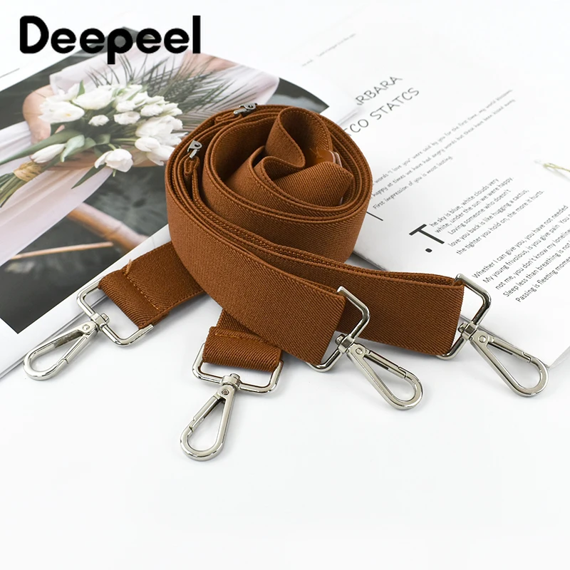 Deepel Suspender 3.5x120cm untuk dewasa, aksesori celana jins dengan 4 klip, tali kait elastis dapat disesuaikan, tali Suspender untuk pria