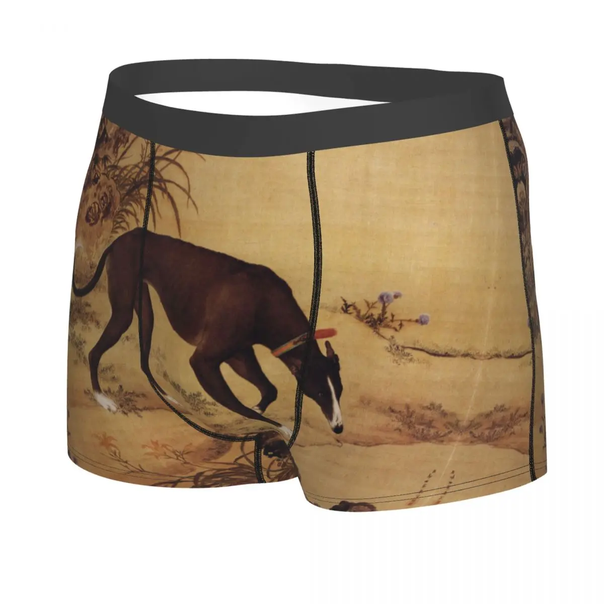 Custom Whippet Greyhound Chinese Style Painting Underwear Male Print Sighthound Dog Art Boxer Shorts Panties Briefs Underpants