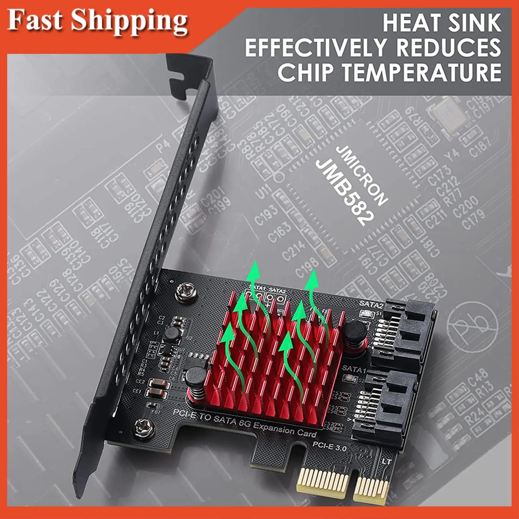 كفاءة Pcie إلى 2 منافذ SATA 3.0 6 Gbps SSD محول PCI-E PCI Express X1 لوحة تحكم بطاقة توسيع دعم X4 X6 X8 X16