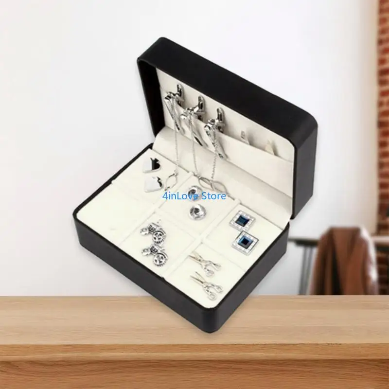 T4MD Black PU Cufflink Box Secure and Scratch Storage Case for Brooch Lapel Pin