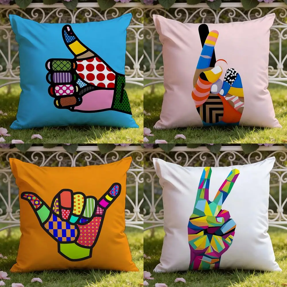 Minimal Line Gesture Cushion Cover Home & Car Dual-Scene Pillow Cover: Reversible for Premium Comfort