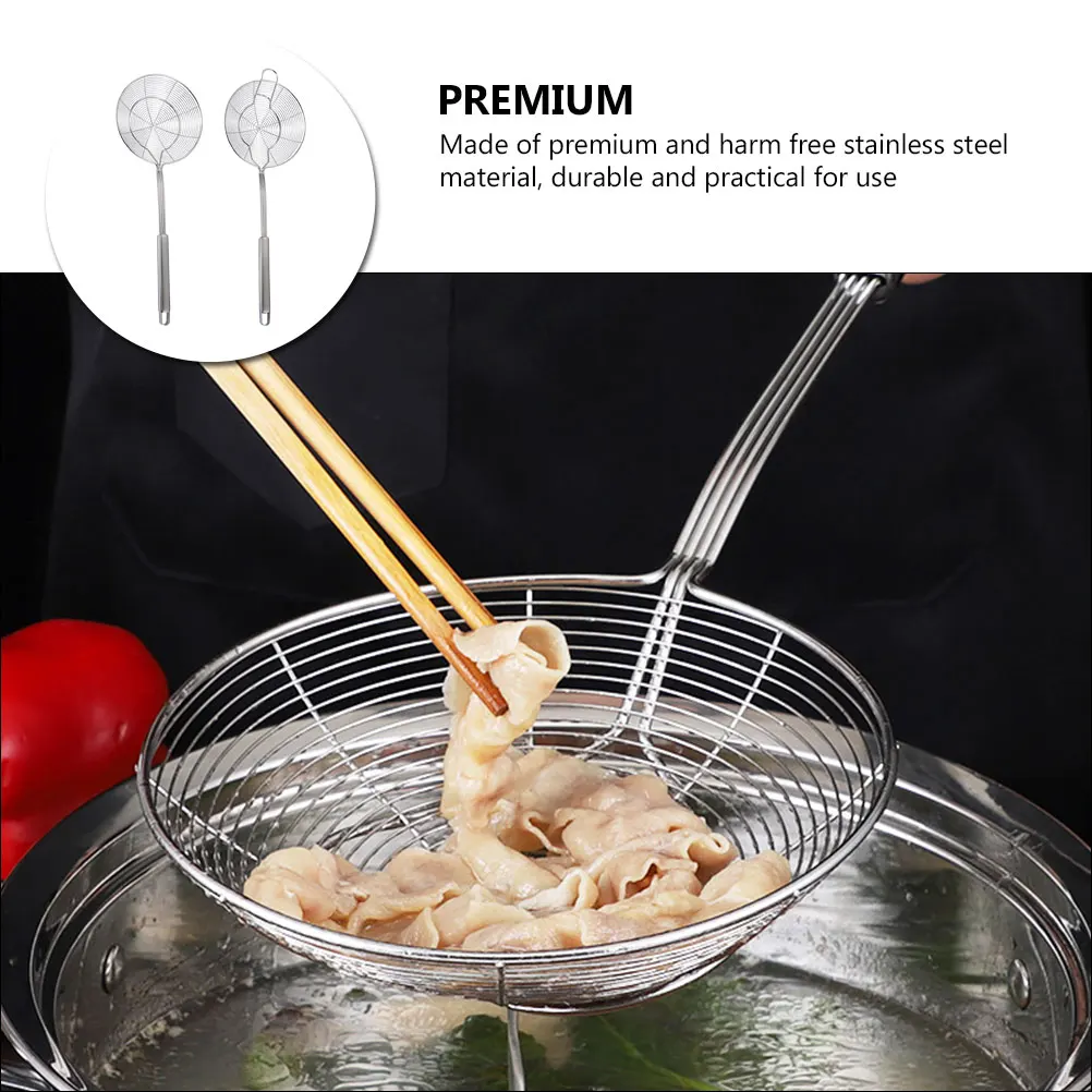 

2pcs Stainless Steel Colander Spoon Kitchen Strainer Lightweight Metal Filter Fried Food Spoon For Home Restaurant