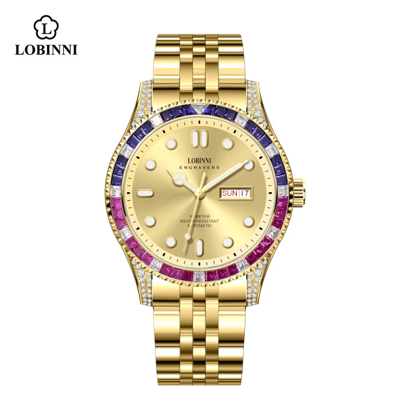 

LOBINNI L19036 42.5MM Men's Mechanical Watch Seagull ST1632 Movement Sapphire 50M Waterproof Luminous Stainless Steel Wristwatch