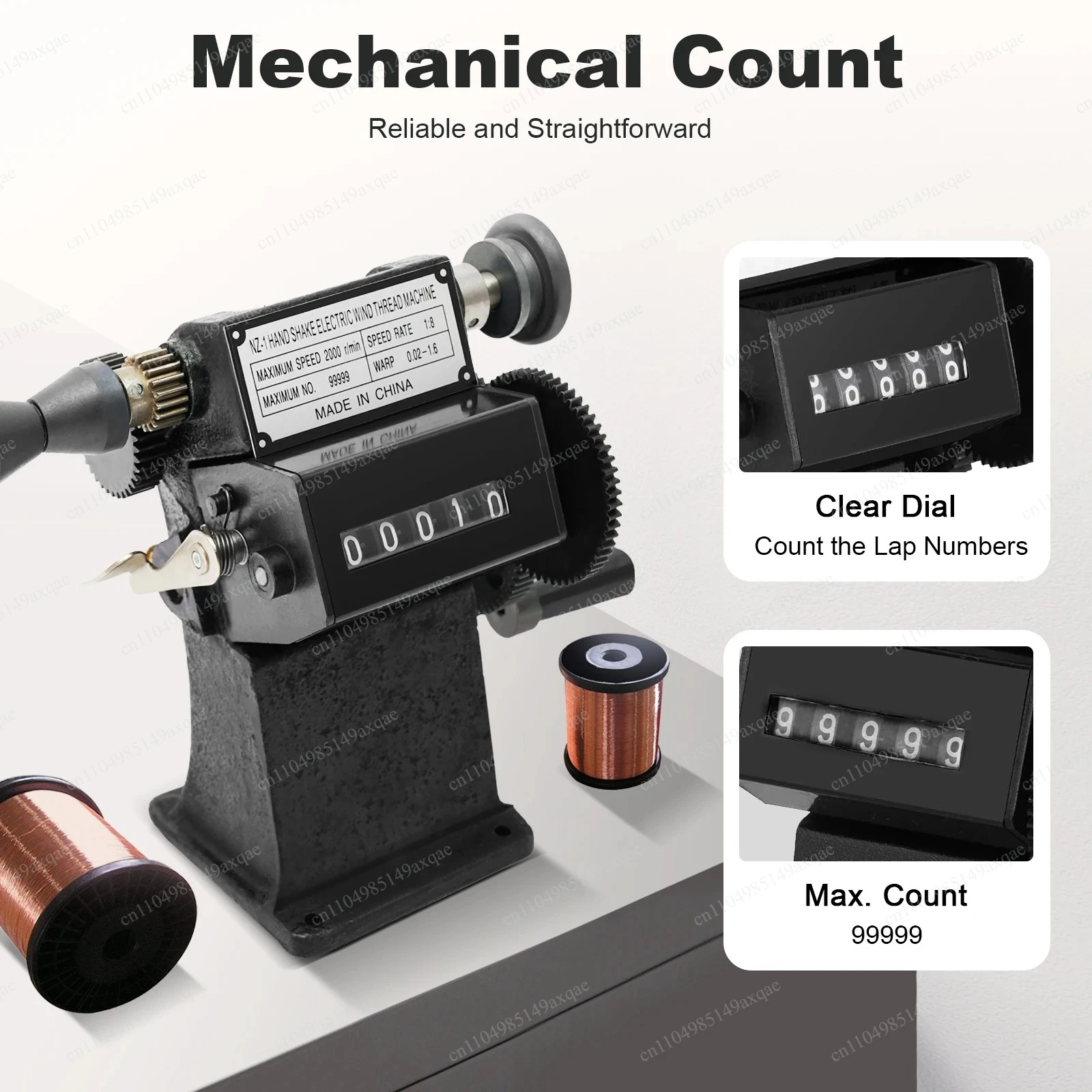 Gumball Vending Machine Coil Counting and Winding Machine, Cast Iron Frame, 0-99999 Count Range, Max Diameter 150mm, Steel