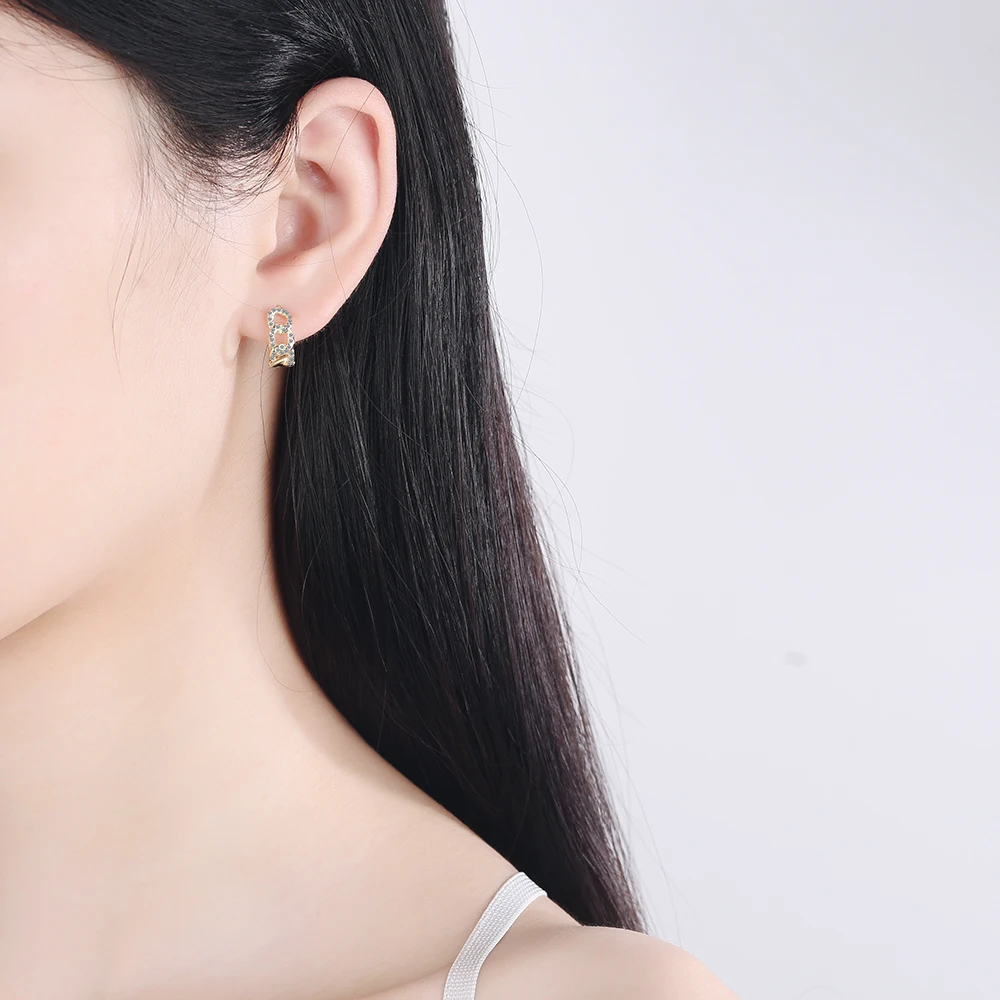 Genuine 925 Sterling Silver Punk Hip Hop Cuban Link Chain Hoop Earring for Women Charming Gothic Rock Jewelry Huggies Mujer Gift