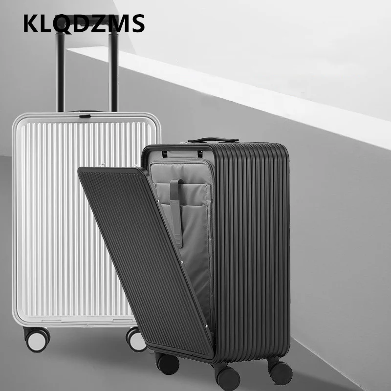 

KLQDZMS Suitcase Front Opening Full Aluminum Magnesium Alloy Boarding Box 17"20"24 Inch Business Trolley Case Men's Luggage