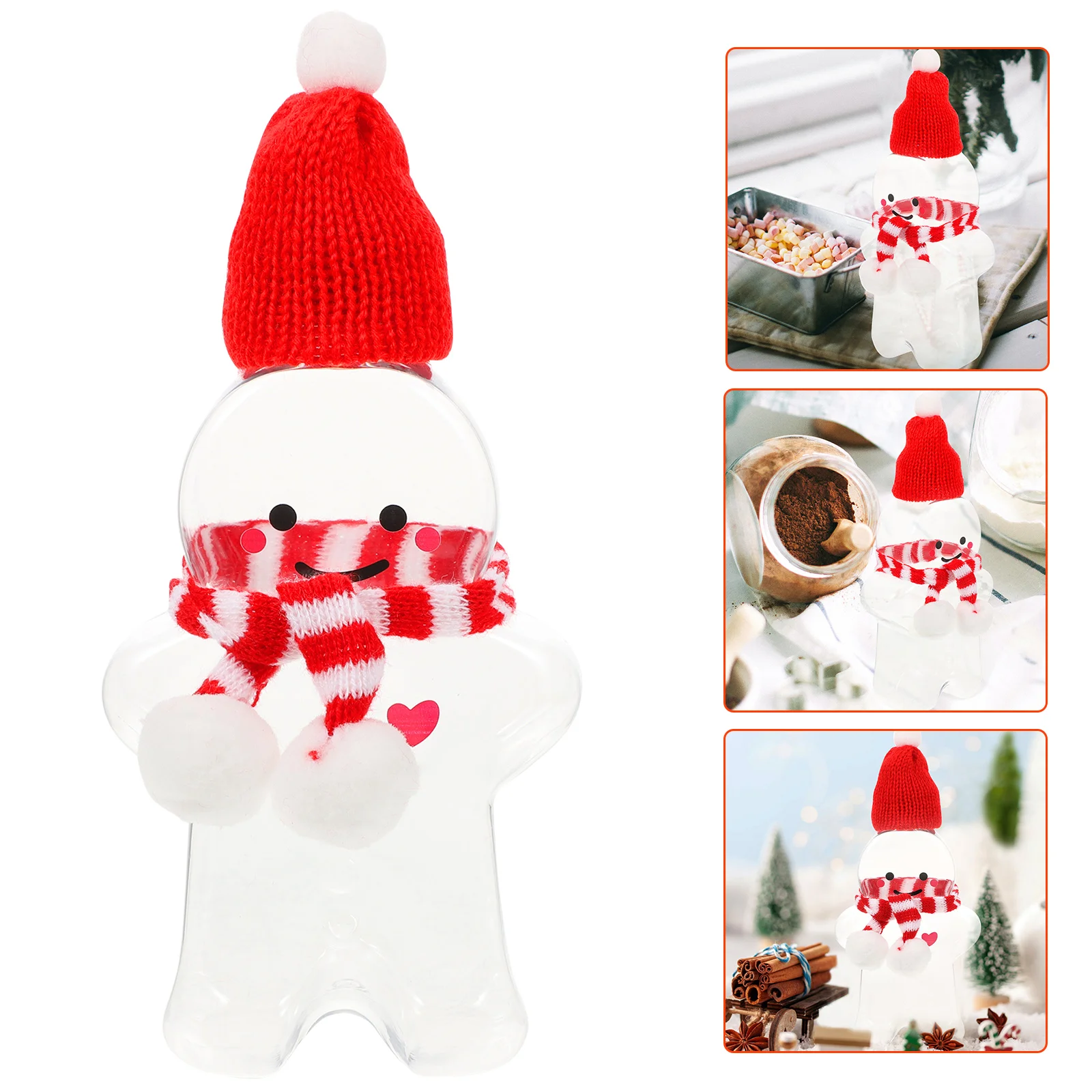 

5 set 5 Sets Christmas Candy Cookie Jars Gingerbread Man Biscuit Containers Hat Scarf Party Favors Festive Treats Storage Empty