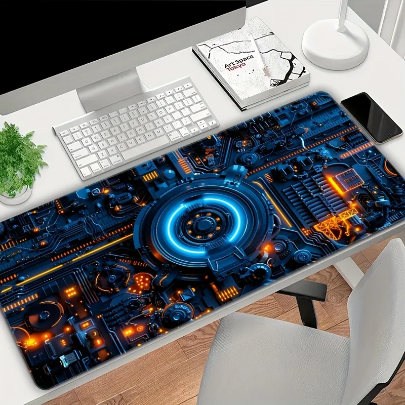 

Большой коврик для мыши с дизайном синей печатной платы, прочный резиновый игровой коврик для стола, нескользящий, для офиса, в подарок
