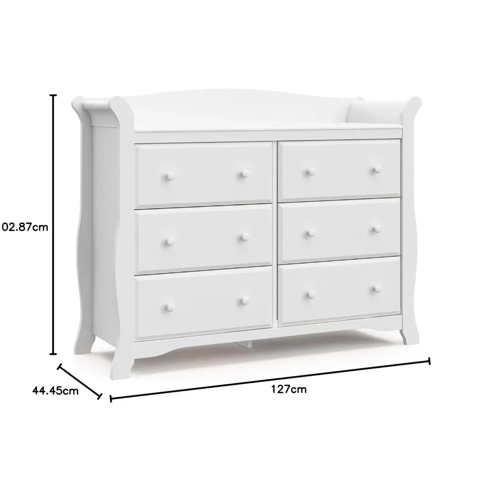 6-drawer double-layer (white) - children's bedroom dress, daycare dress organizer, bedroom drawer box with 6 drawers