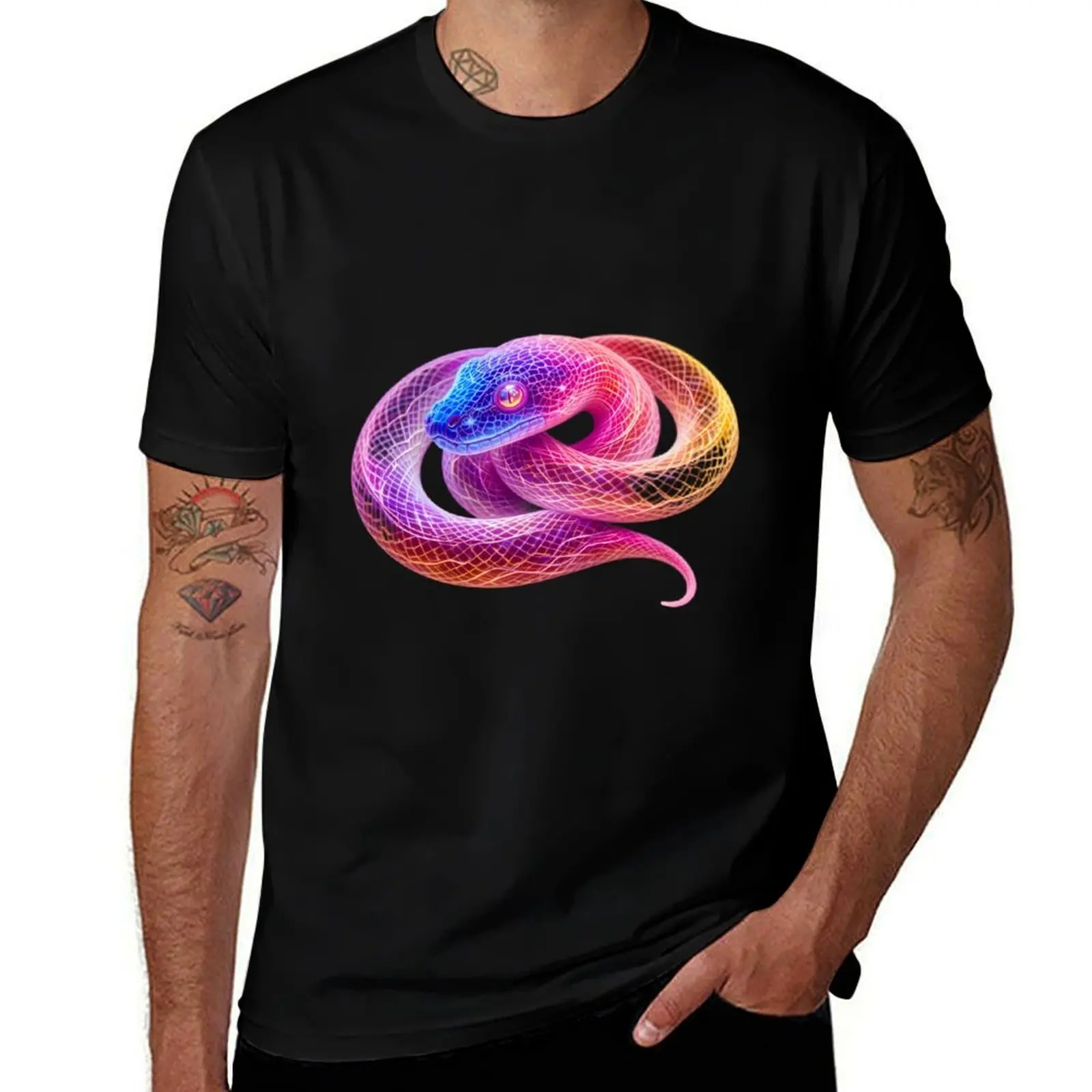 

Snake Nature Neon Art Jesus Vibrant Digital Expressions T-Shirt blanks oversized t shirt men