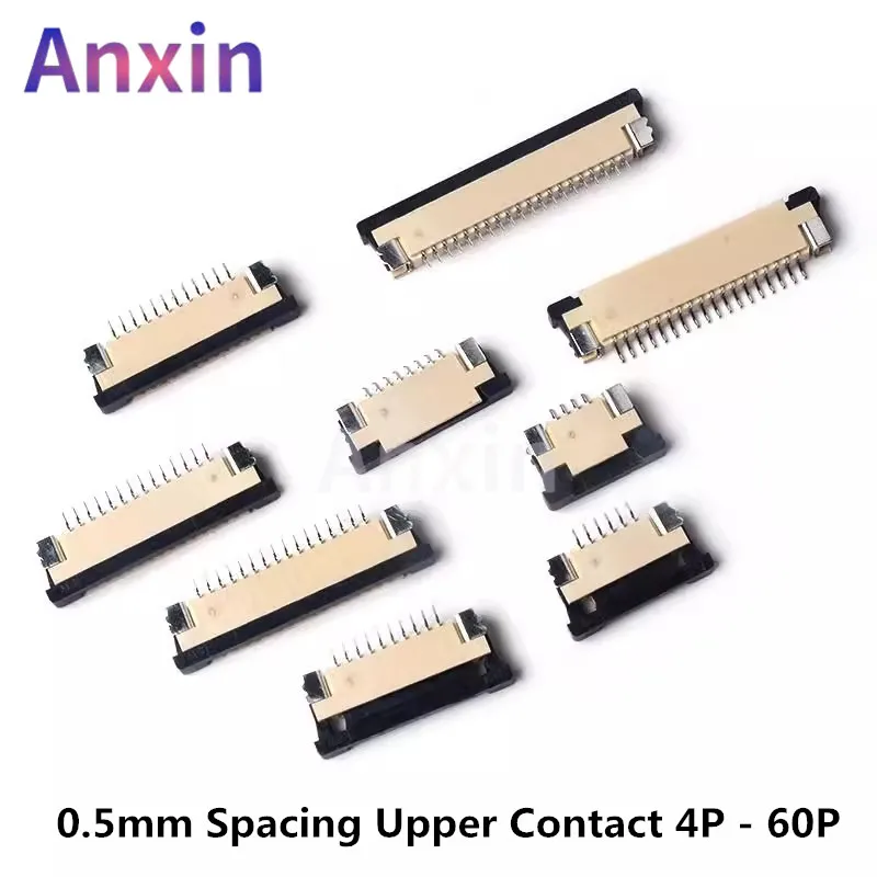 

10PCS Flat Cable Connector 5P 6P 8P 10P 12P 14P 16P 20P 22P 24P 30P 34P 40P 50 Pin 0.5mm Spacing Upper Contact 4P - 60P FPC FFC