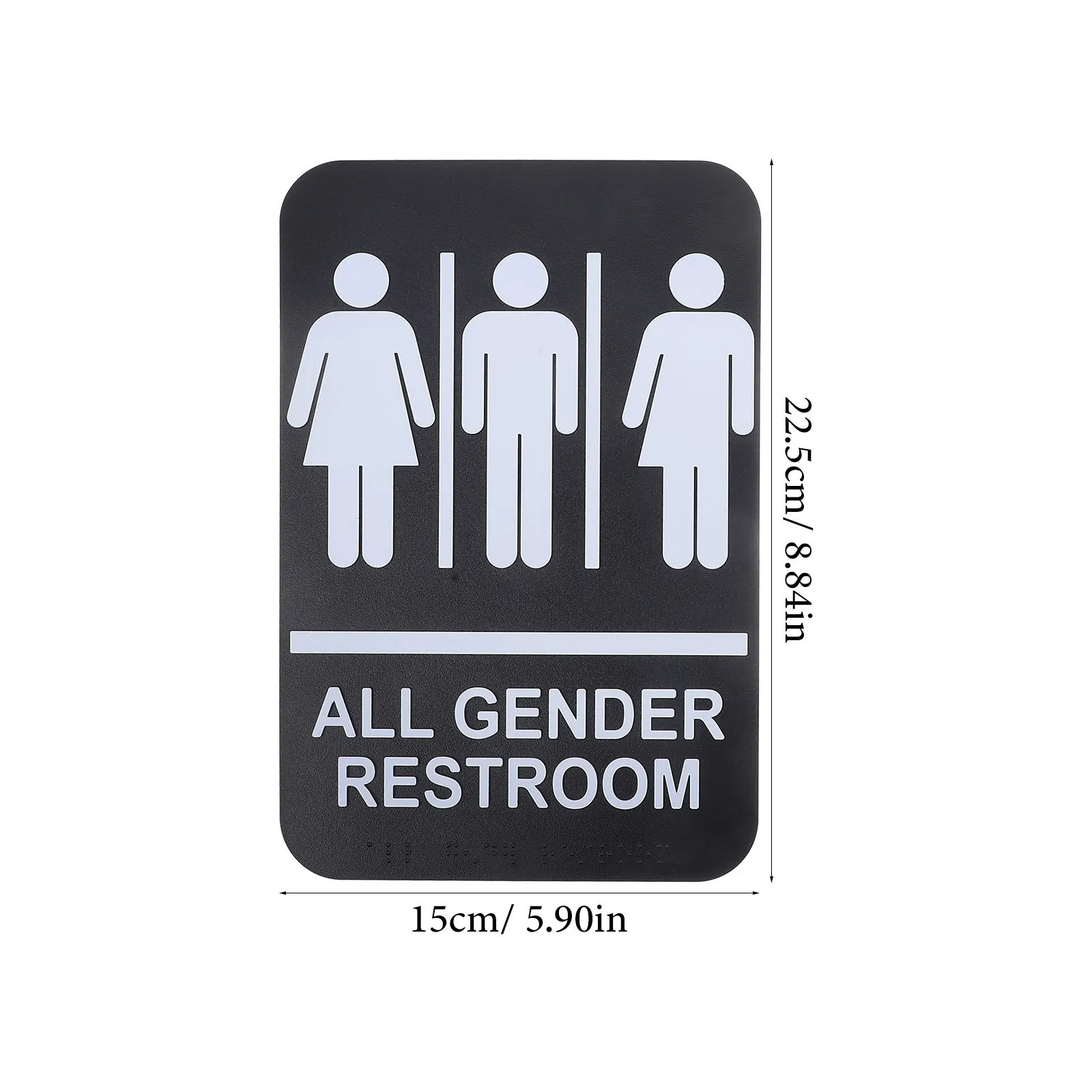 2 pcs Braille Unisex Bathroom All Gender Restroom Sign Adhesive Gender Neutral Toilet Marker For Office Restaurant Public Area