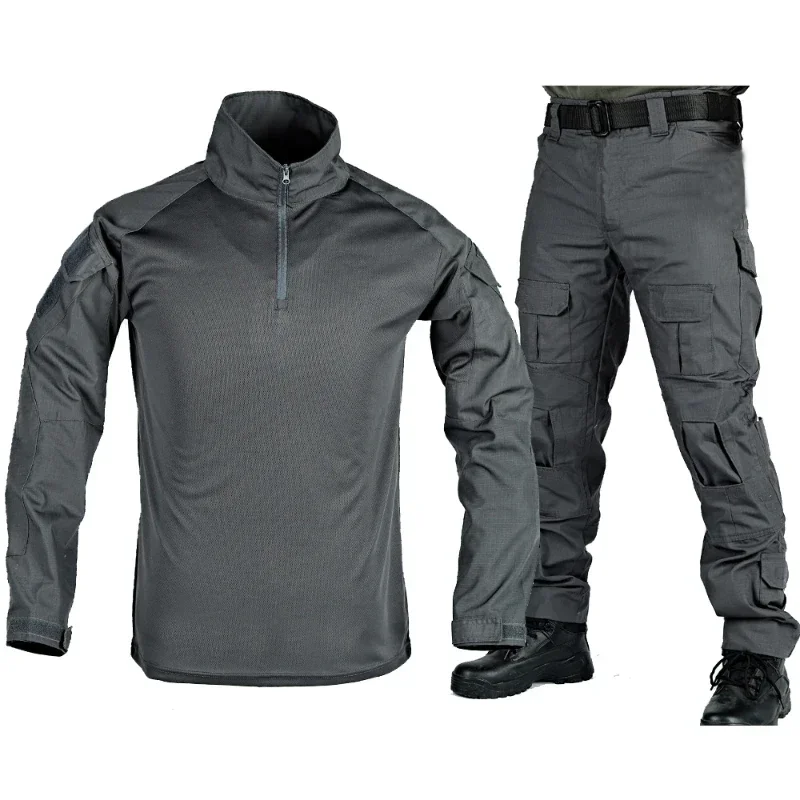 Mens Outdoor Sets Quick Drying Multiple Pockets Shirts Wear Resistant Cargo Pants Training 2 Pieces Set Male