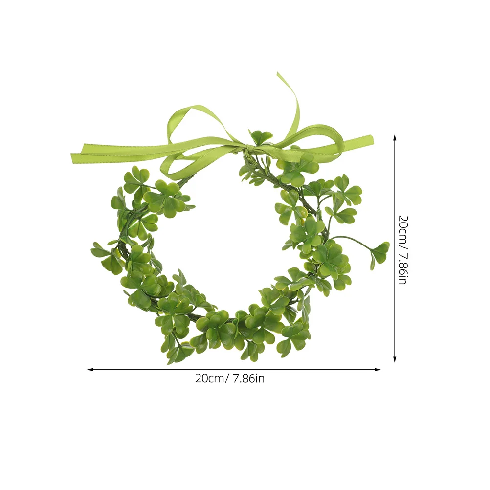 Bandeau couronne florale Shamrock, 2 pièces, ruban réglable vert, accessoires pour cheveux de fête de mariage, diadème de mariée