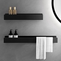Aluminum Alloy Bathroom Organizer Towel Rack with Mirror No Drill Wall Mounted Shelf for Toilet Bathroom Vanity Storage