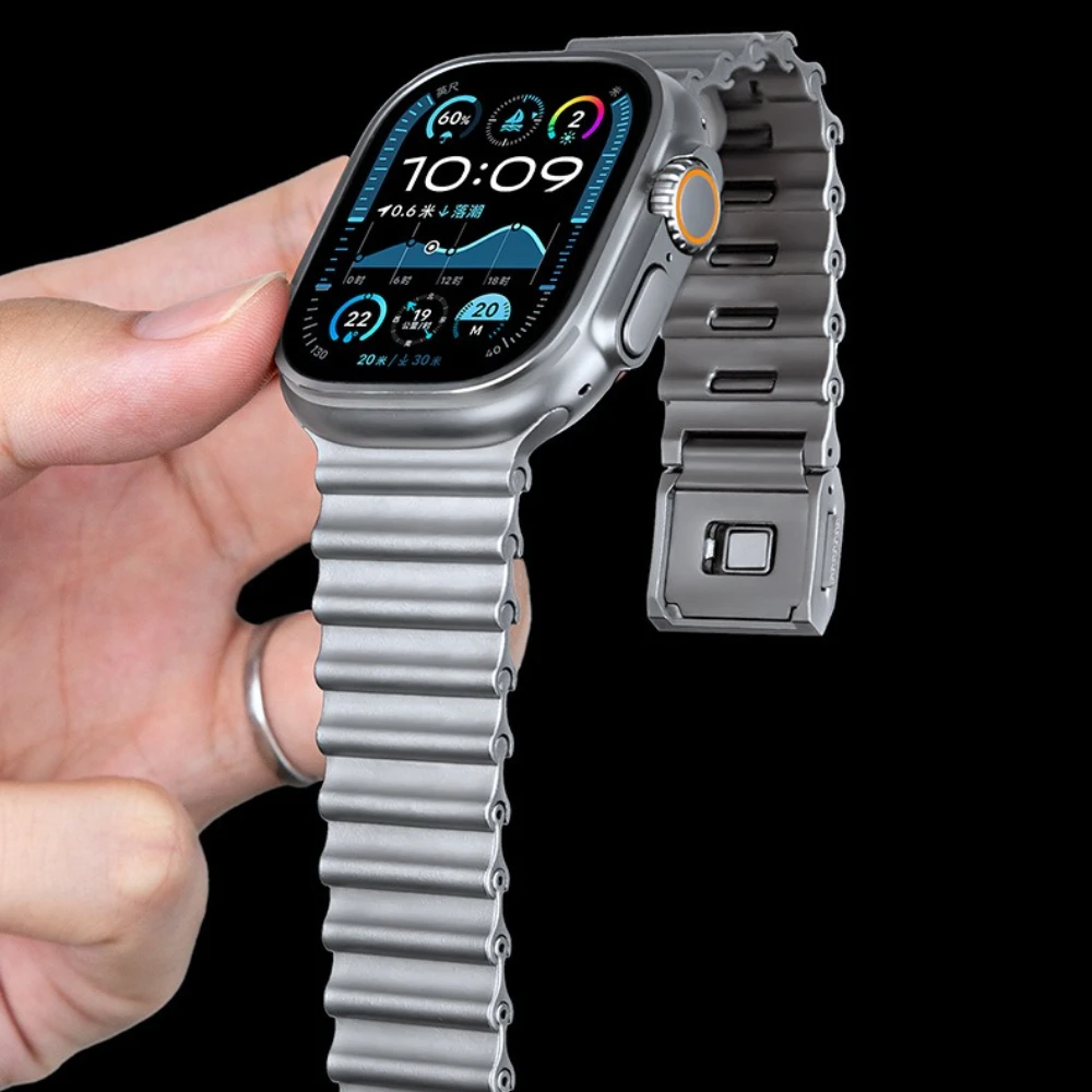 المحيط حزام مغناطيسي لساعة أبل الترا 2 3 الفرقة 49 مللي متر 9 8 7 45 مللي متر 44 مللي متر سوار الفولاذ المقاوم للصدأ IWatch S10 S11 46 مللي متر معصمه #5