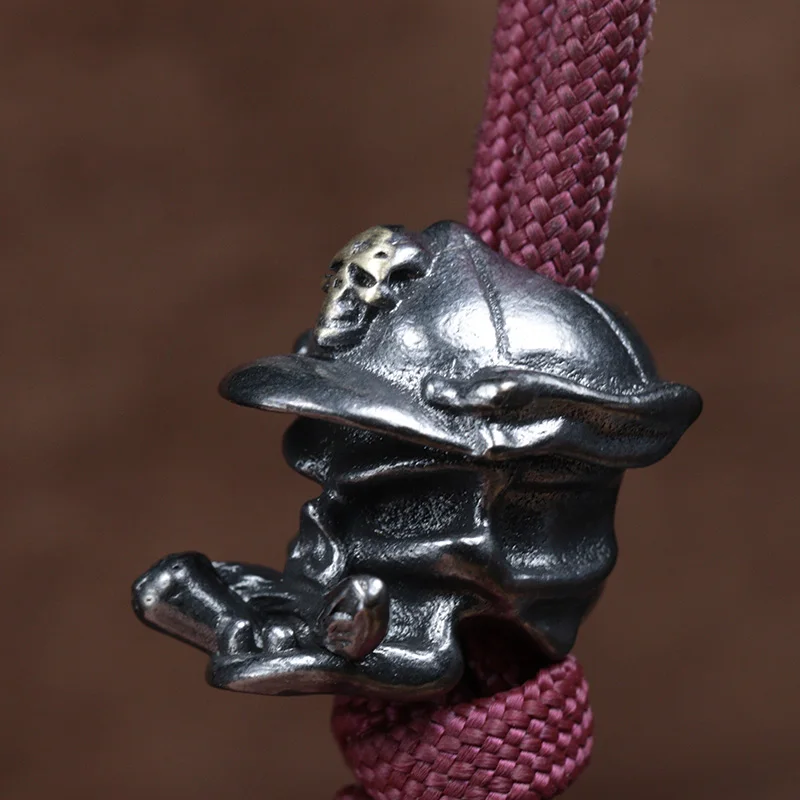 Punk Skull Head Brass Knife Beads EDC DIY Paracord Woven Bracelets Lanyard Pendants Accessories Outdoor Tool Hangings Charms
