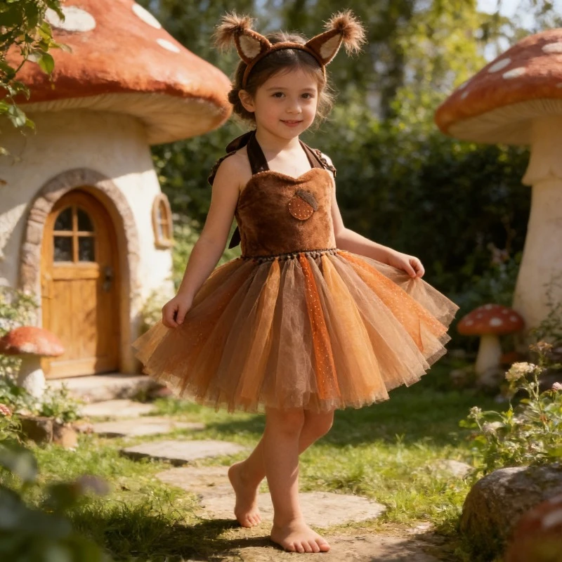 

Детский костюм-юбка в виде животного, костюм для ролевых игр в стиле белки, костюм для сценических выступлений, костюм на тему весенней вечеринки