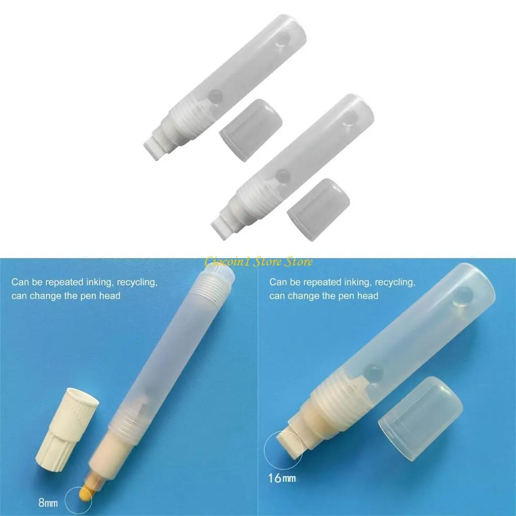 

2 шт., многоразовая пустая ручка для рисования, акриловый пустой маркер, плоский/круглый наконечник, пустая ручка для рисования на бумаге, дереве, керамике, металле